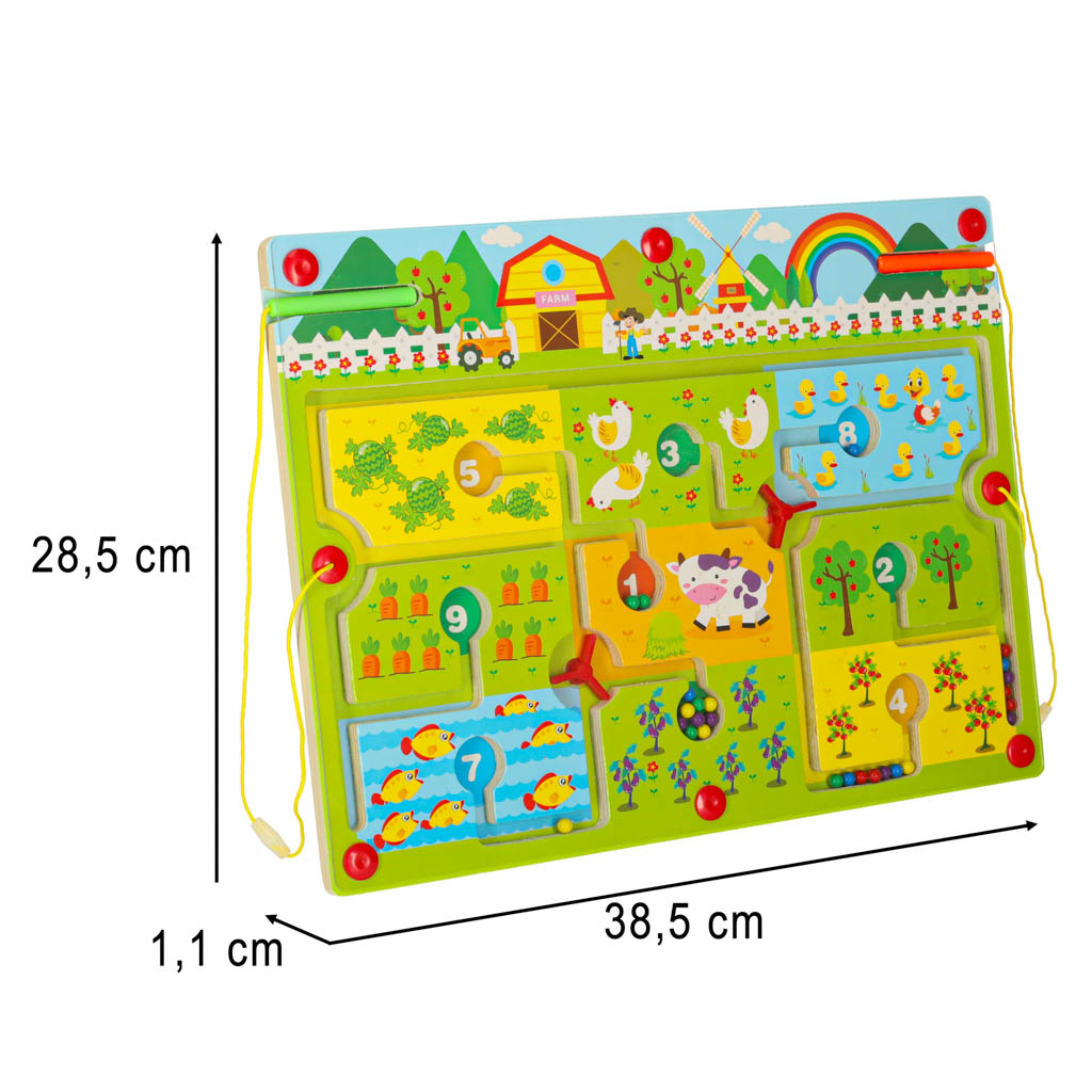 Magnetisch doolhofspel Houten bord Reisboerderij 2 spelers