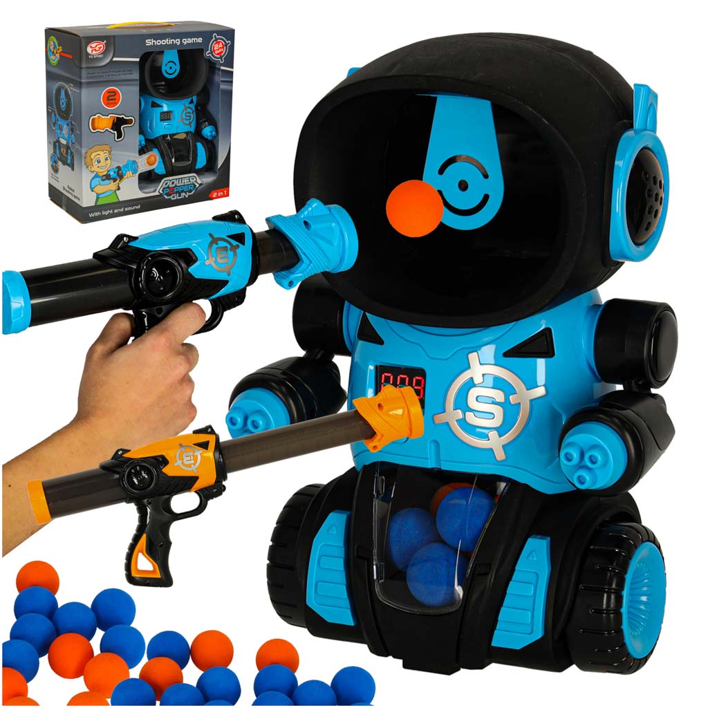 Hungry Robot Target Shooting Arcade Game Set Gun + Balls