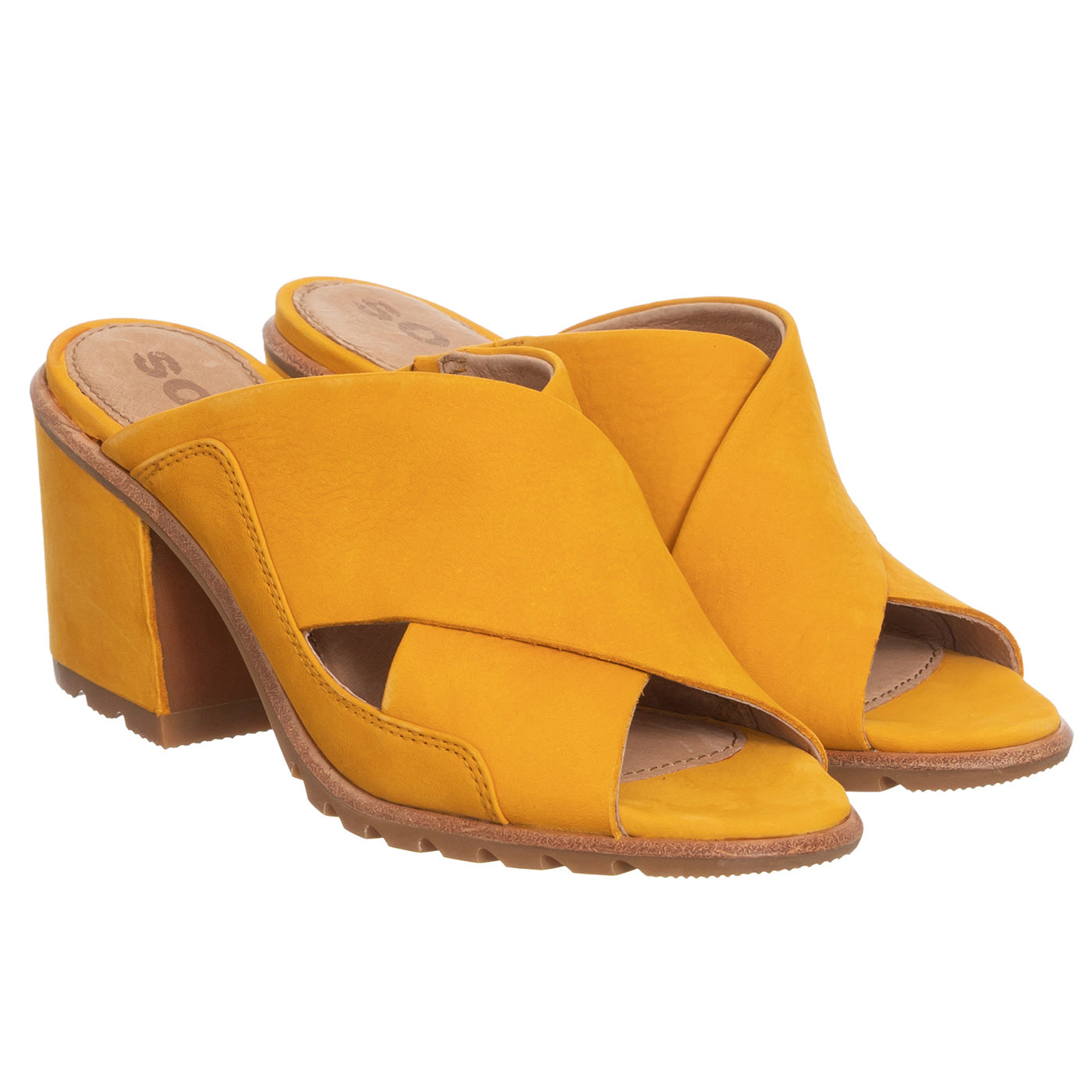 Sorel Nadia Mule Gylden Gul Naturlæder Gylden