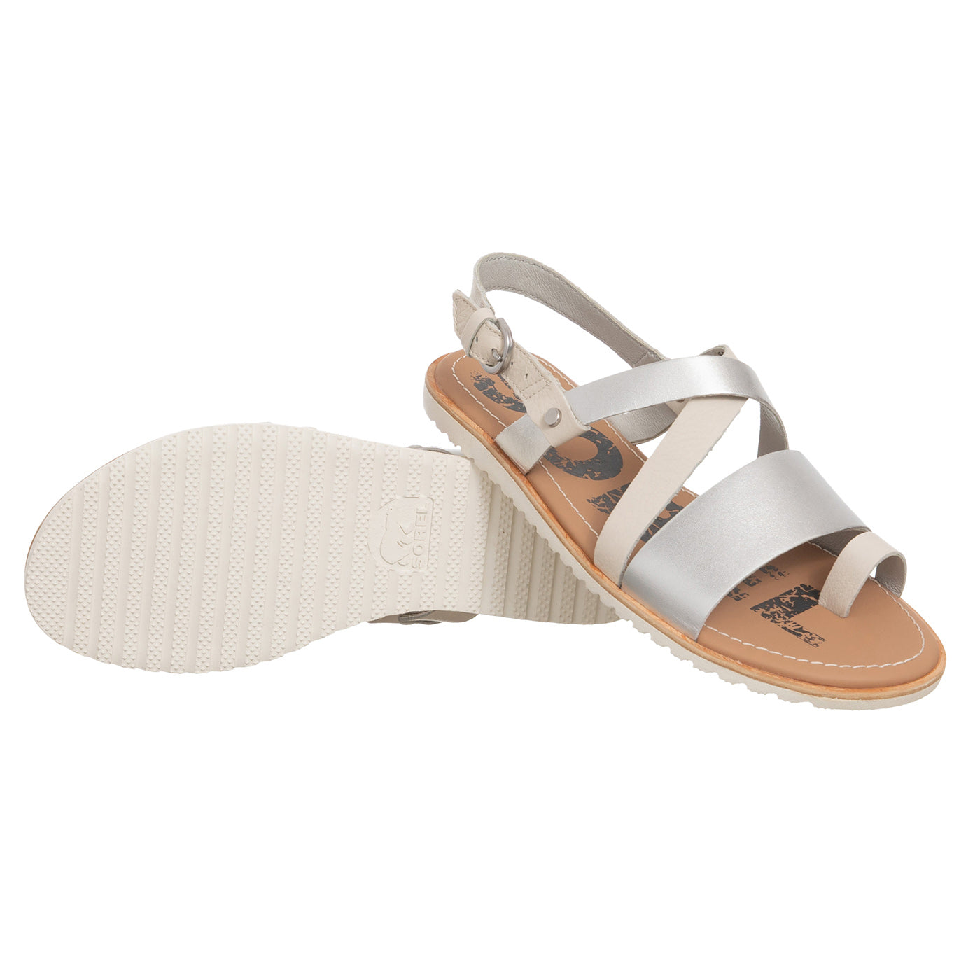 Sandály Sorel Ella Criss Cross Natural Leather Silver