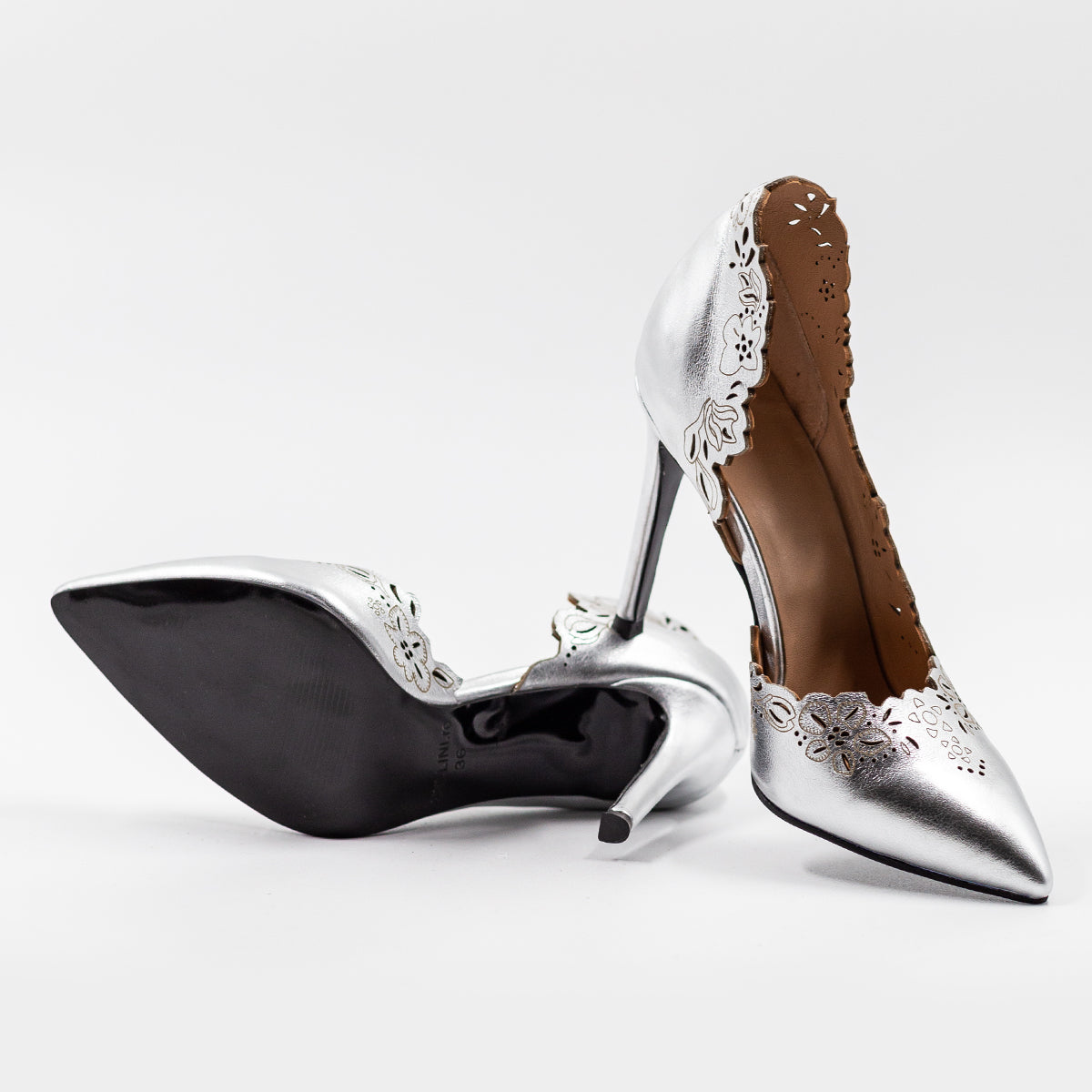 Zapatos Zellini Piel Verdadera Plata Negro