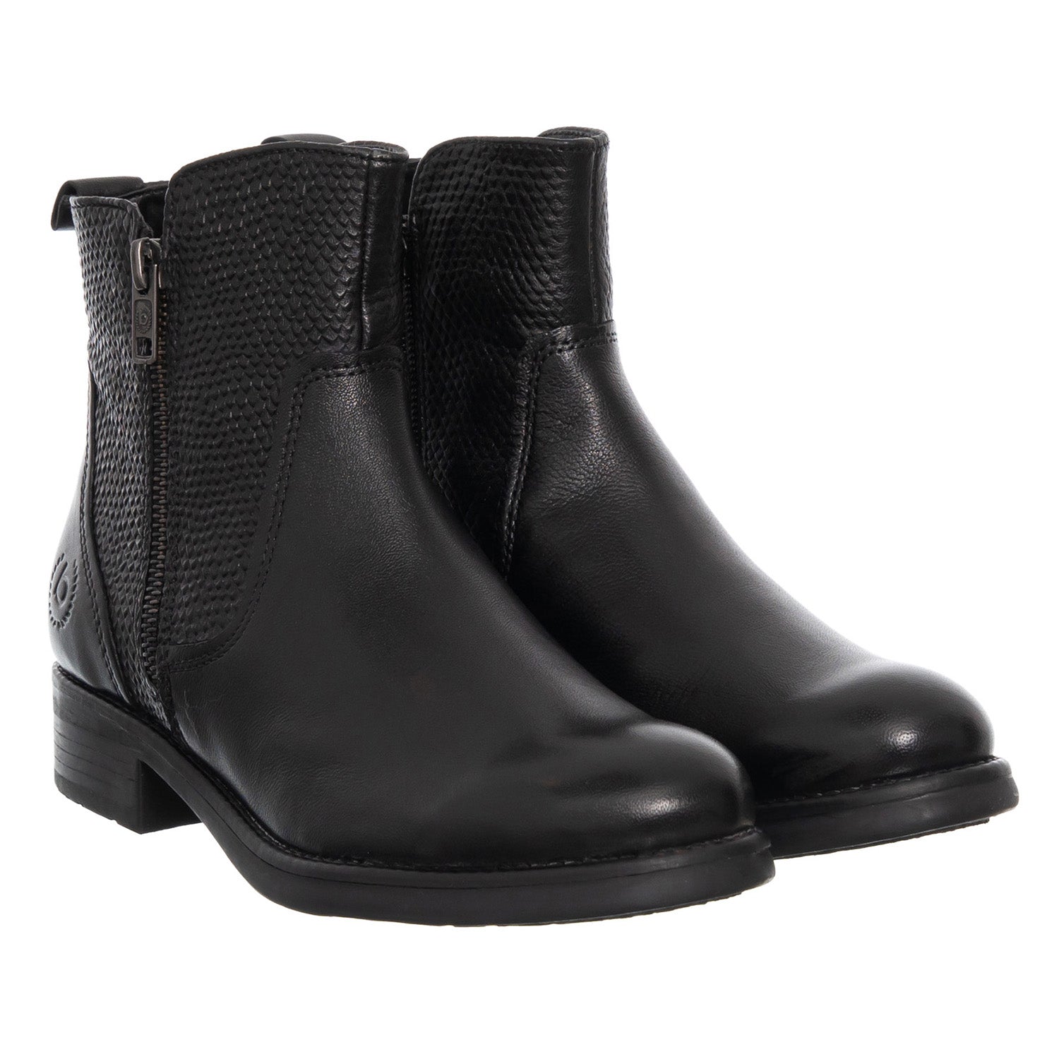 Bugatti Botas Mujer Piel Natural Stiefelette Negro Negro