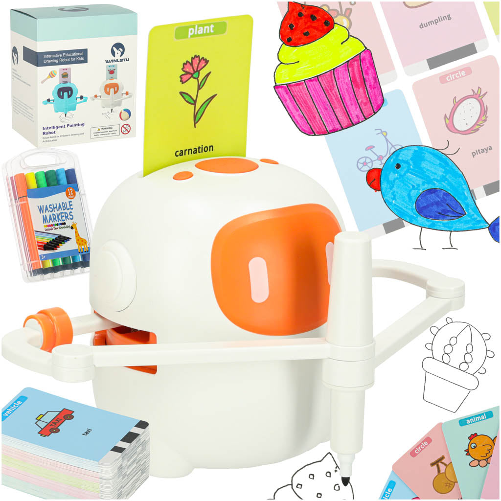 Educational Robot Interactive Learning To Draw Writing Fiche Set Markers Orange