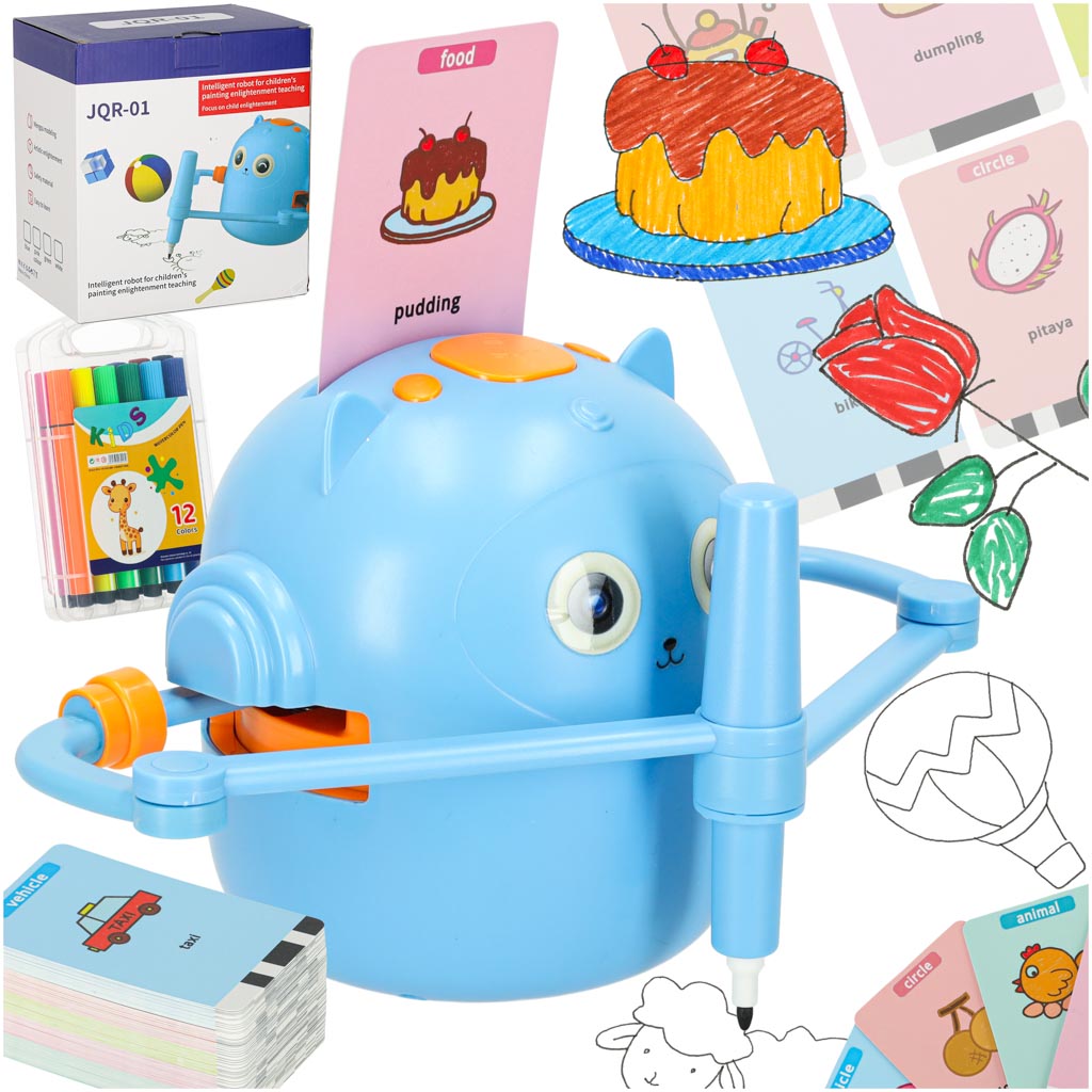 Educational Robot Interactive Learning To Draw Writing Set Fiche Markers Blue