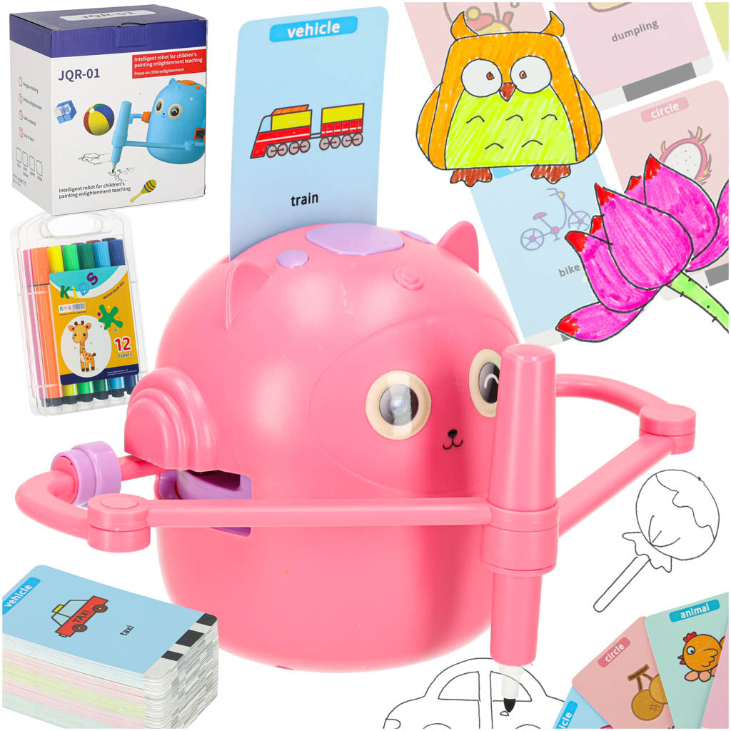 Educational Robot Interactive Learning To Draw Writing Fiche Set Markers Pink