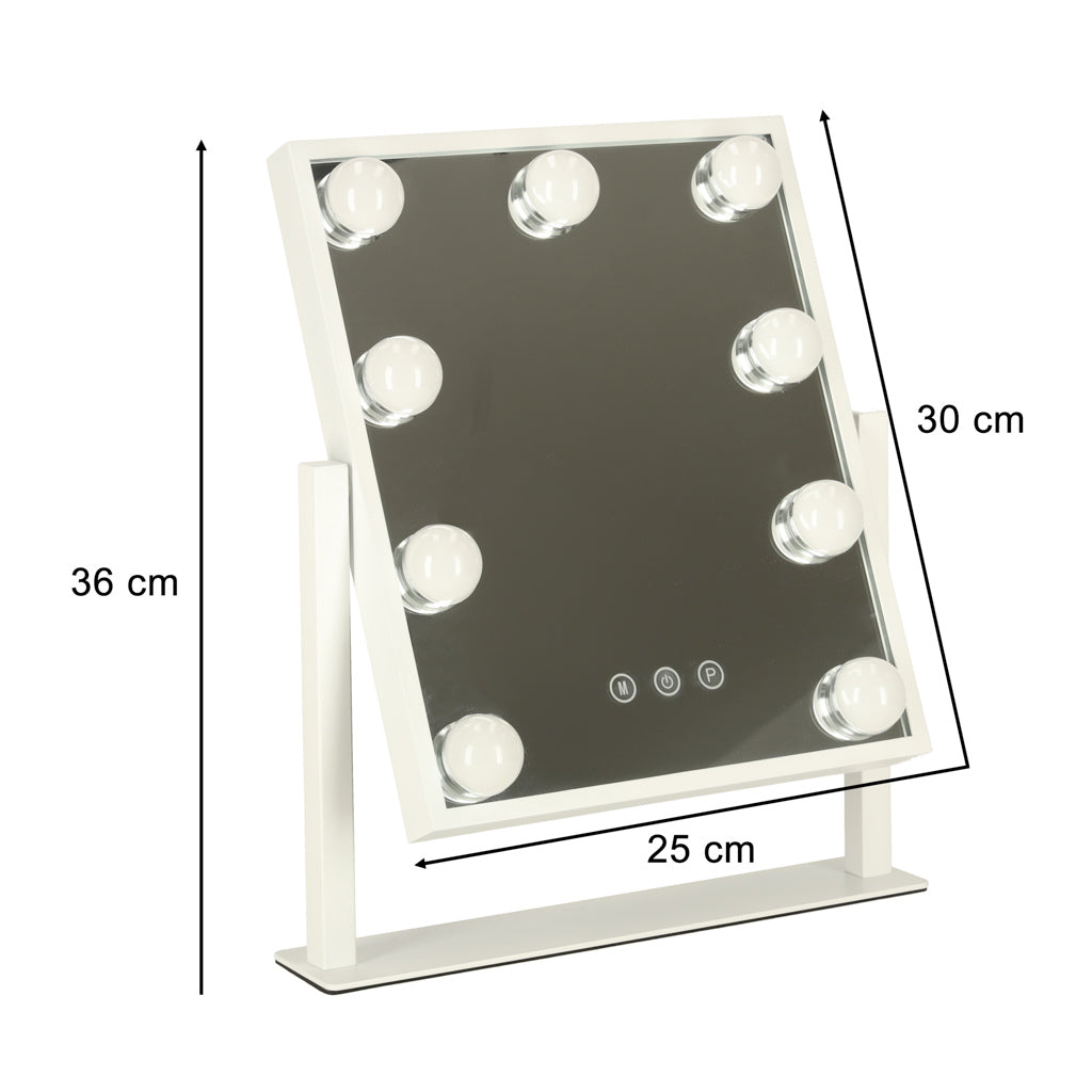 Led Makeup Mirror With Bulbs 25x30cm Usb
