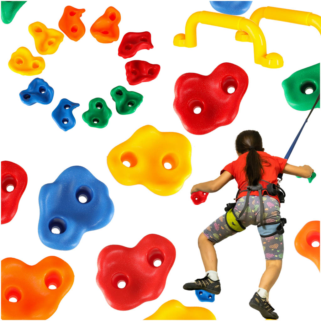 Pierres d'escalade poignées d'escalade pour enfants colorées 10 pièces + vis