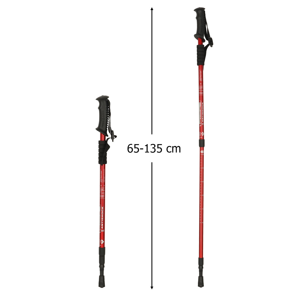 Trekking Poles For Nordic Walking Folding 2 Pieces Red