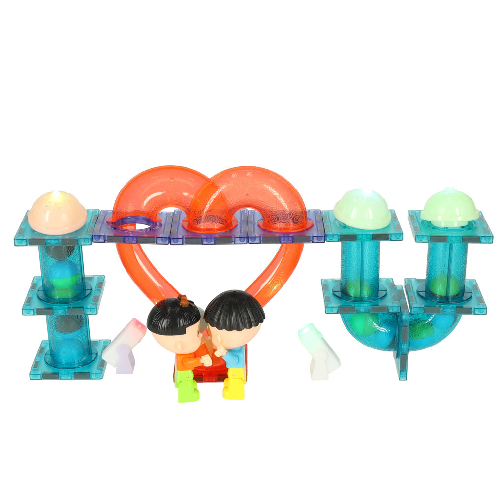 Magnetic Blocks Marble Ball Track Glowing 202 Pieces