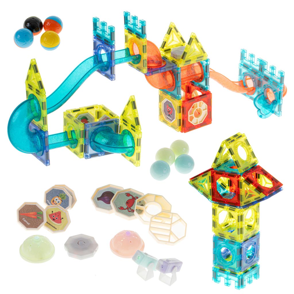 Magnetic Blocks Marble Ball Track Glowing 202 Pieces