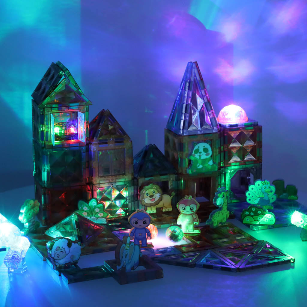 3d Construction Magnetic Blocks Glowing Animal Park 124 El.