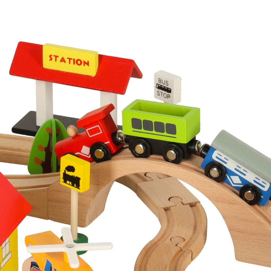 Wooden Train Train Locomotive City 69el