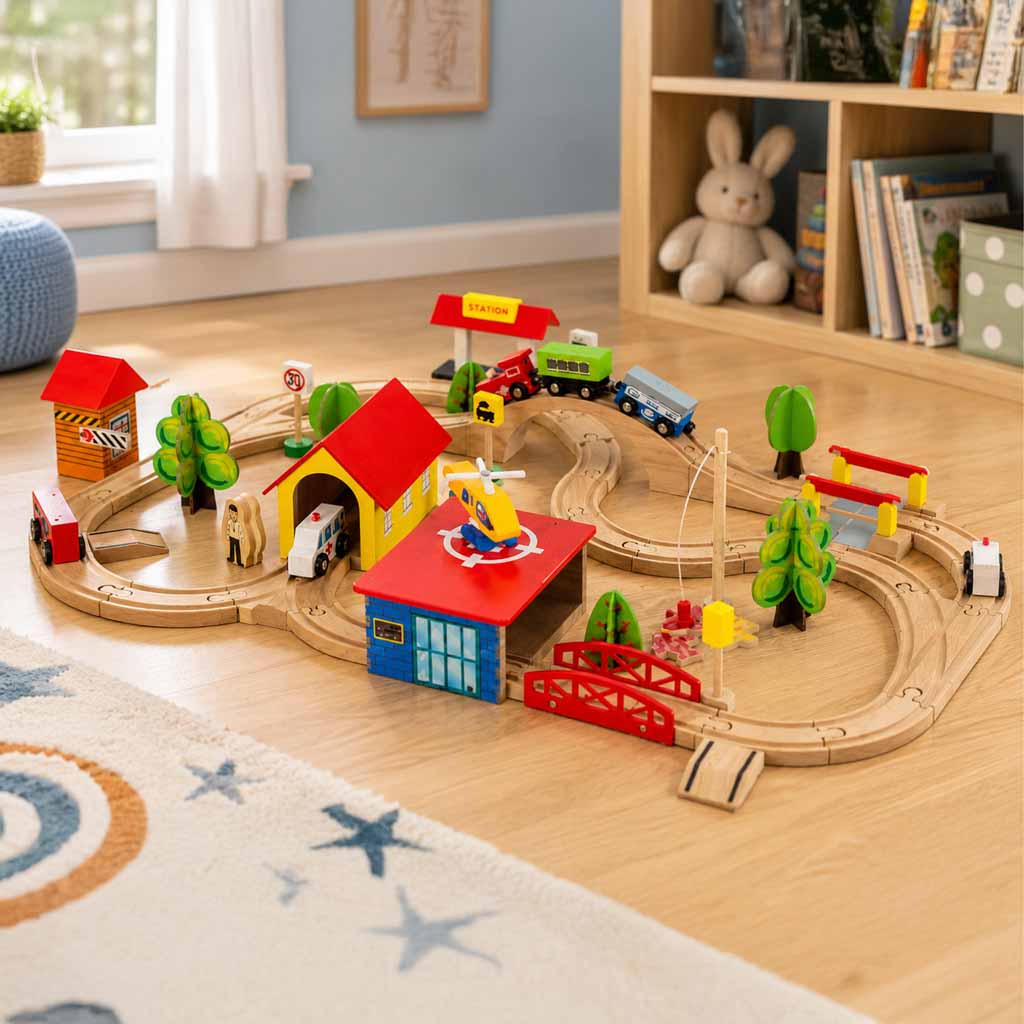Wooden Train Train Locomotive City 69el