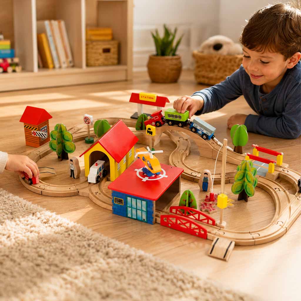 Wooden Train Train Locomotive City 69el