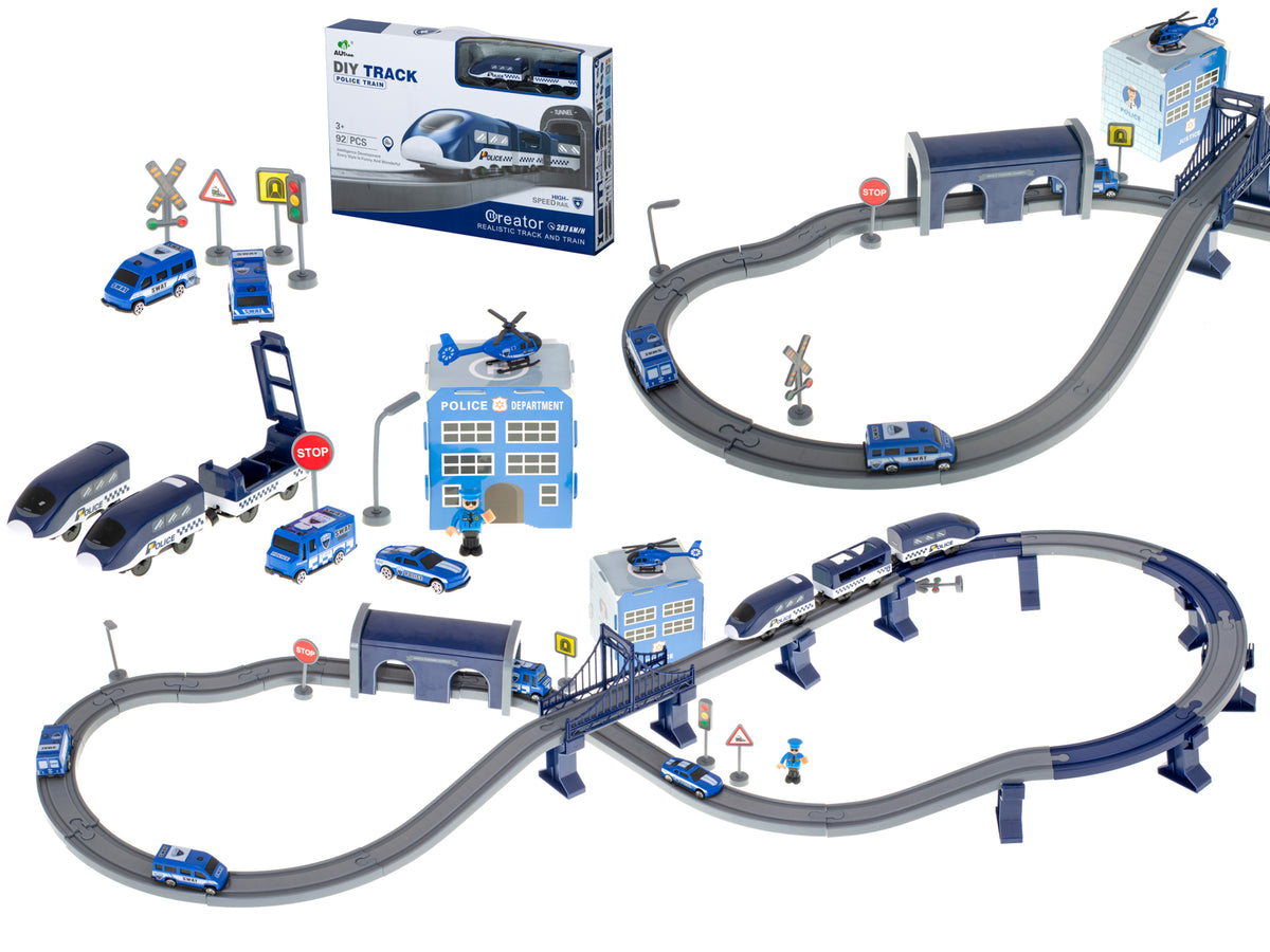 Electric Train Train Police Cars 92 Elements ~300cm
