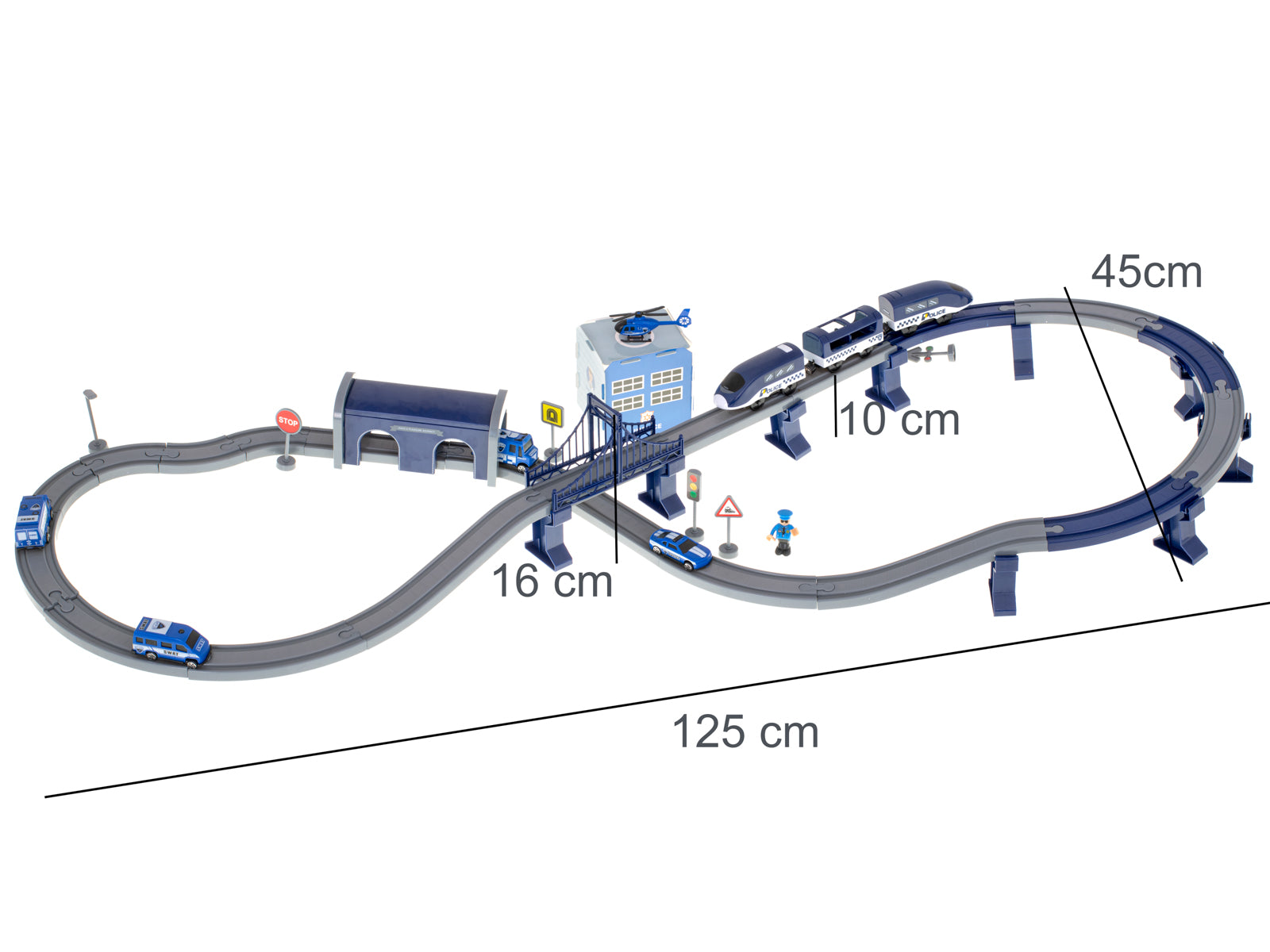 Electric Train Train Police Cars 92 Elements ~300cm