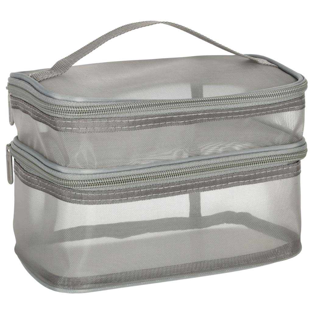 Cosmetic Travel Organizer Folding Piled Organizer For Storing Cosmetics Accessories Gray