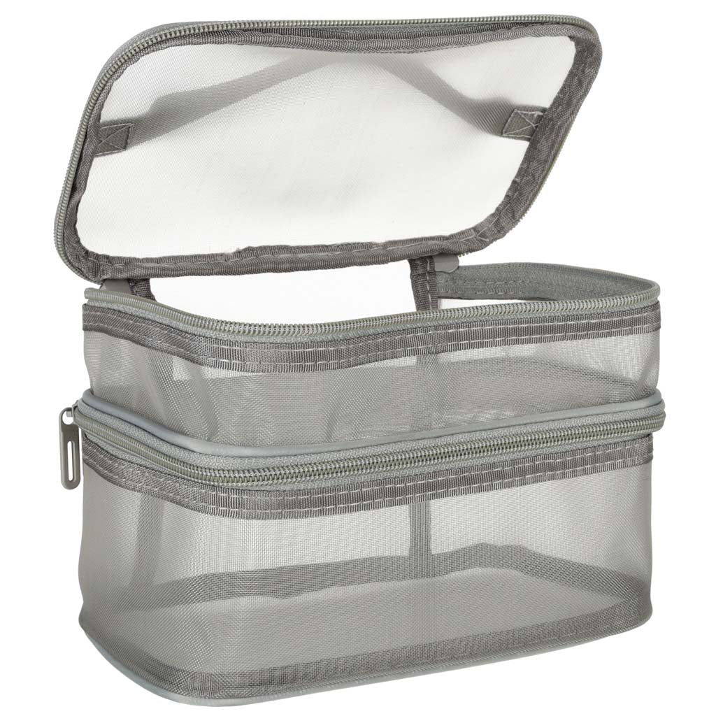 Cosmetic Travel Organizer Folding Piled Organizer For Storing Cosmetics Accessories Gray