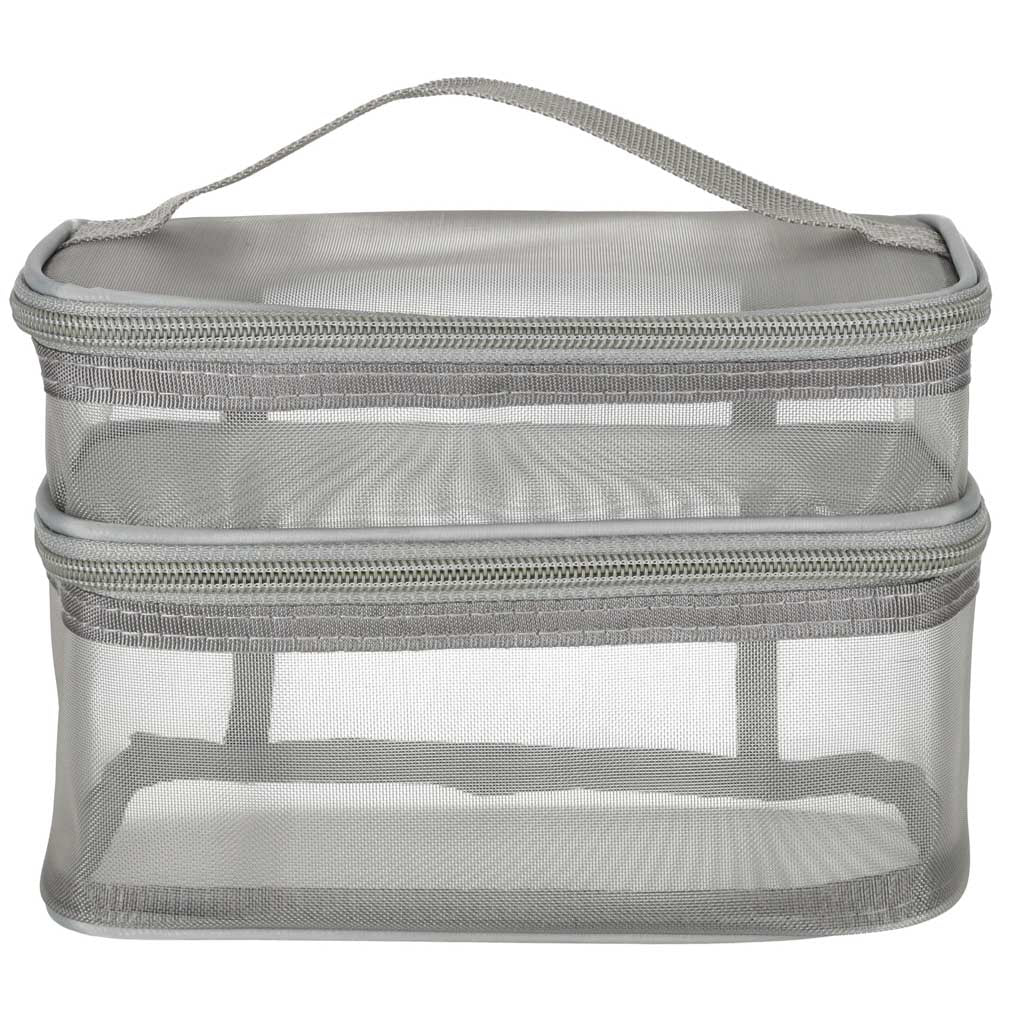 Cosmetic Travel Organizer Folding Piled Organizer For Storing Cosmetics Accessories Gray