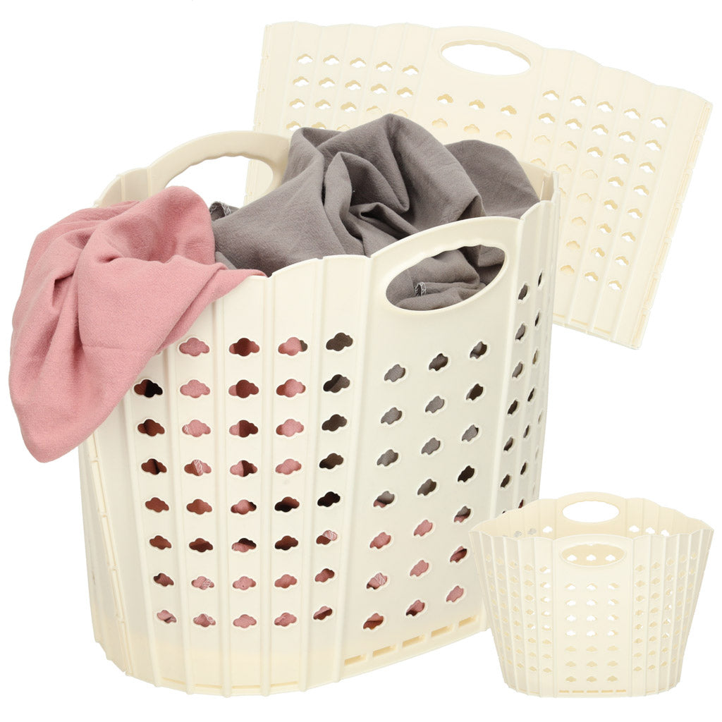 Wäschekorb, zusammenklappbarer Badezimmer-Organizer, Creme.
