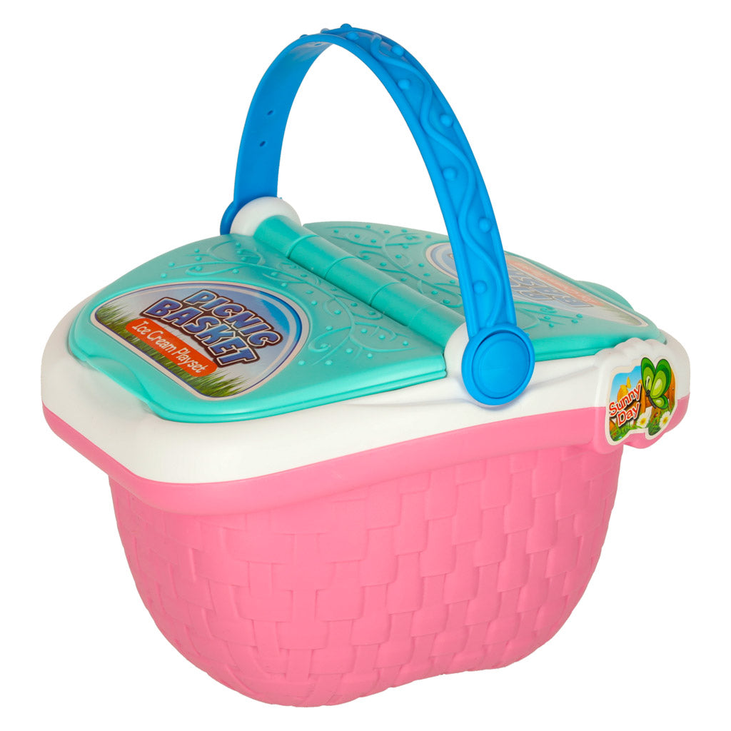 Cesta de piquenique, sorveteria, sobremesas, comida, petiscos para piquenique