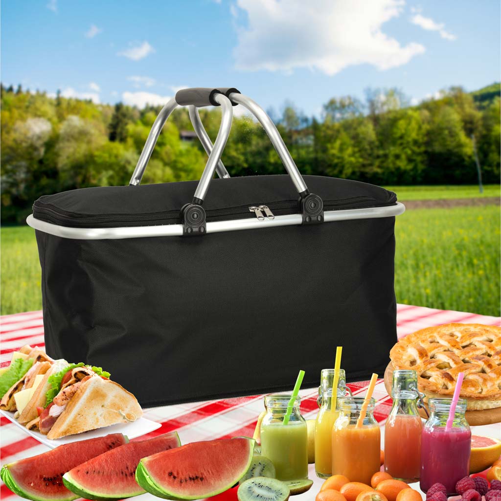 Cesta de picnic plegable térmica negra