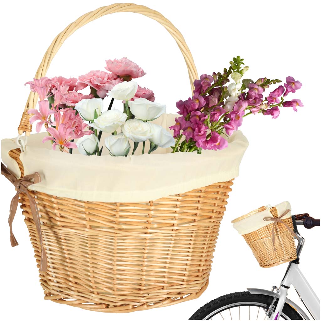 Wicker Basket For Bicycle Front Basket Braided Insert White