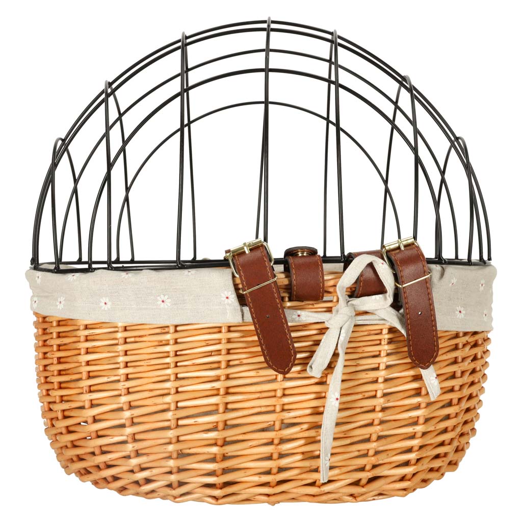 Rattanowy kosz rowerowy z metalową ramą