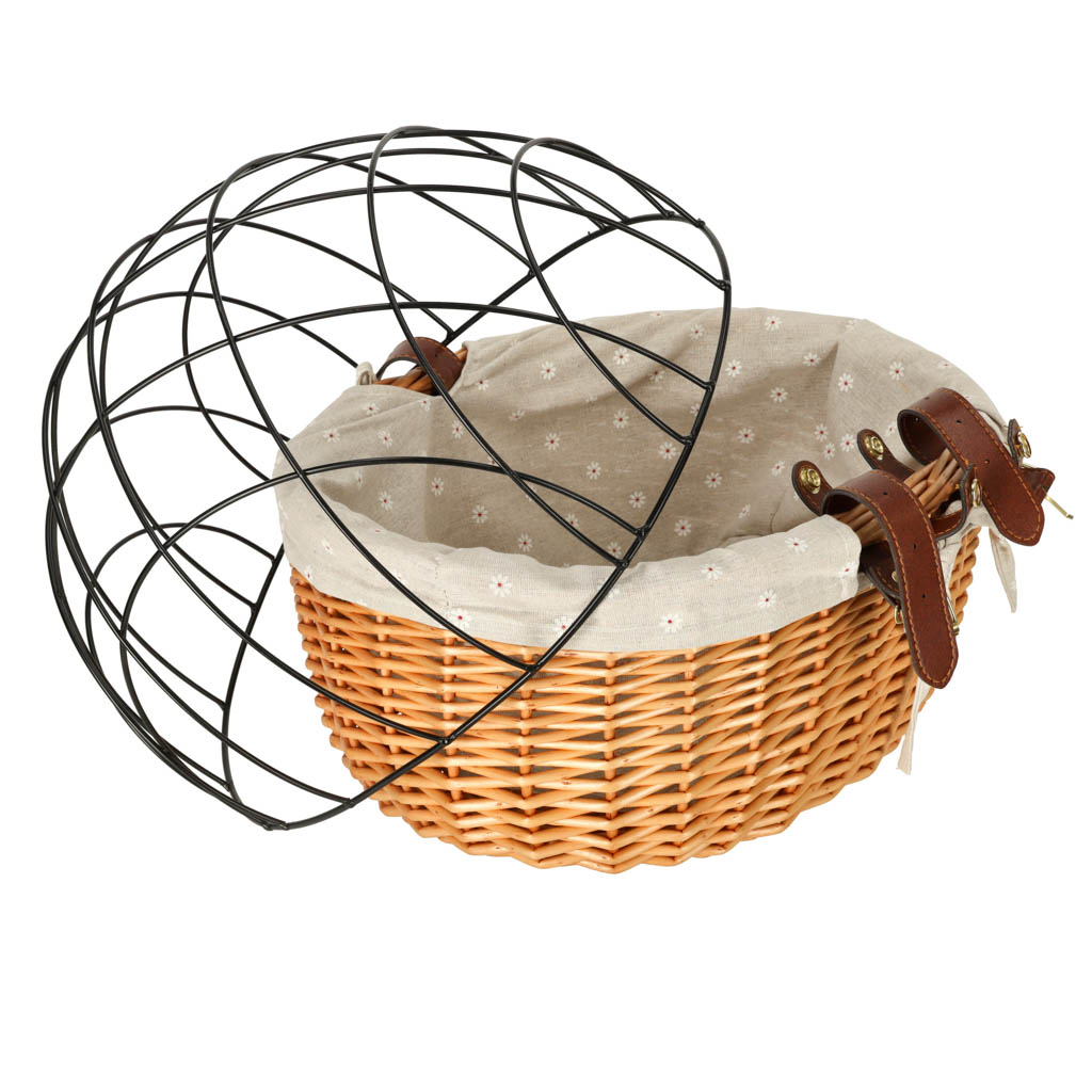 Rattan Bicycle Basket With Metal Frame