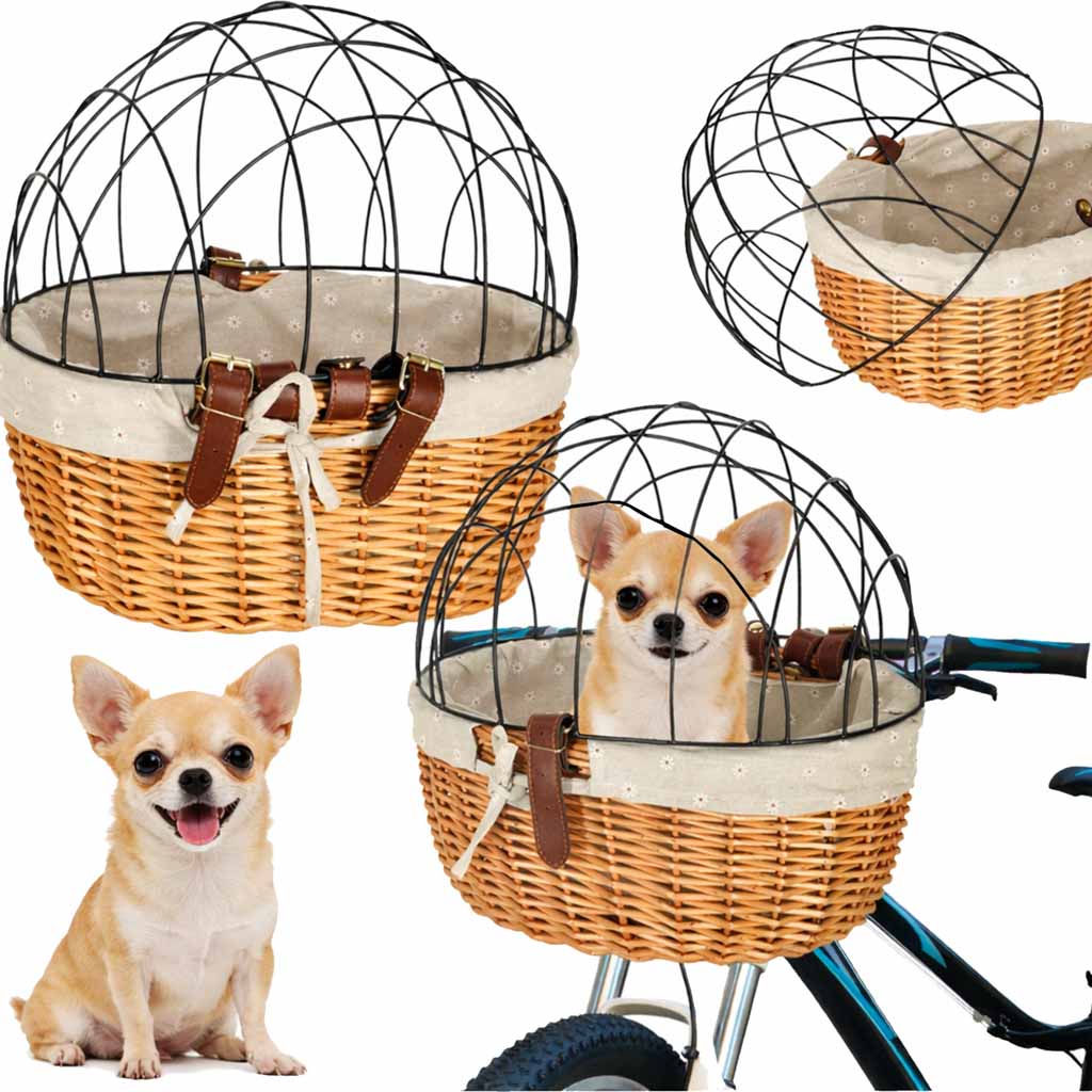Rattanowy kosz rowerowy z metalową ramą