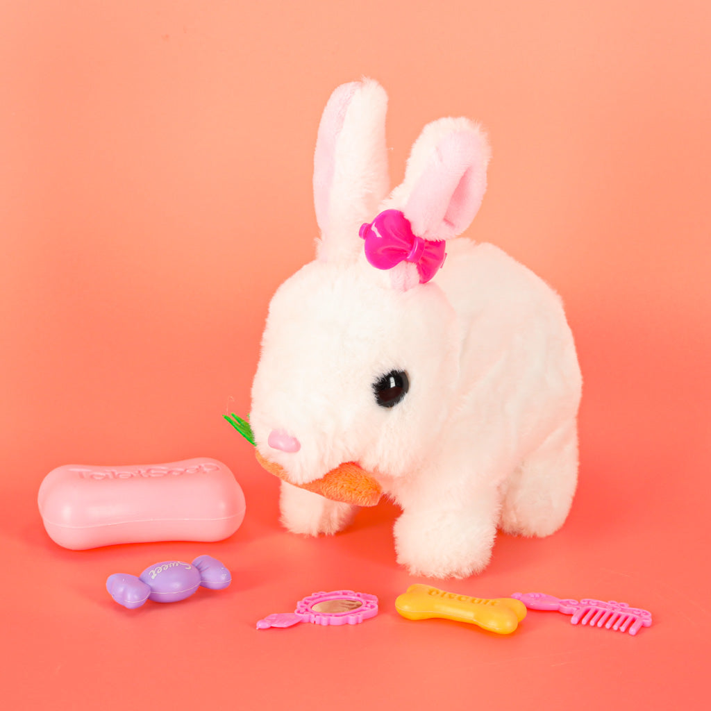 Carrot Bunny Rabbit Plush Walks Moves Ears