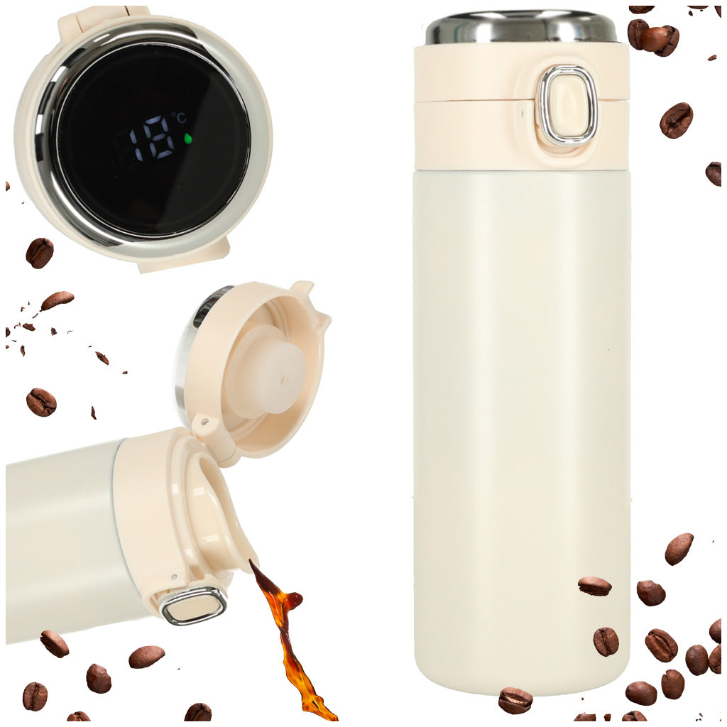 Thermal Mug With Mouthpiece Led Thermos 420ml Beige