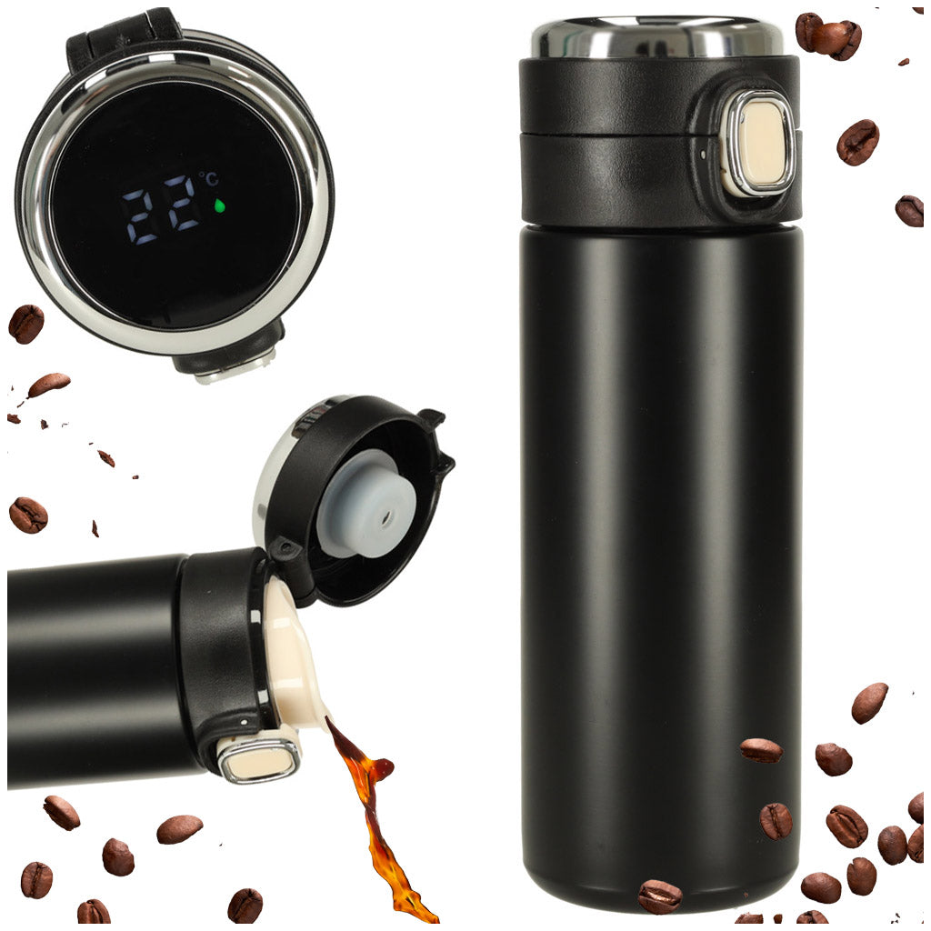 Led Thermos Thermobecher mit Mundstück 420 ml Schwarz