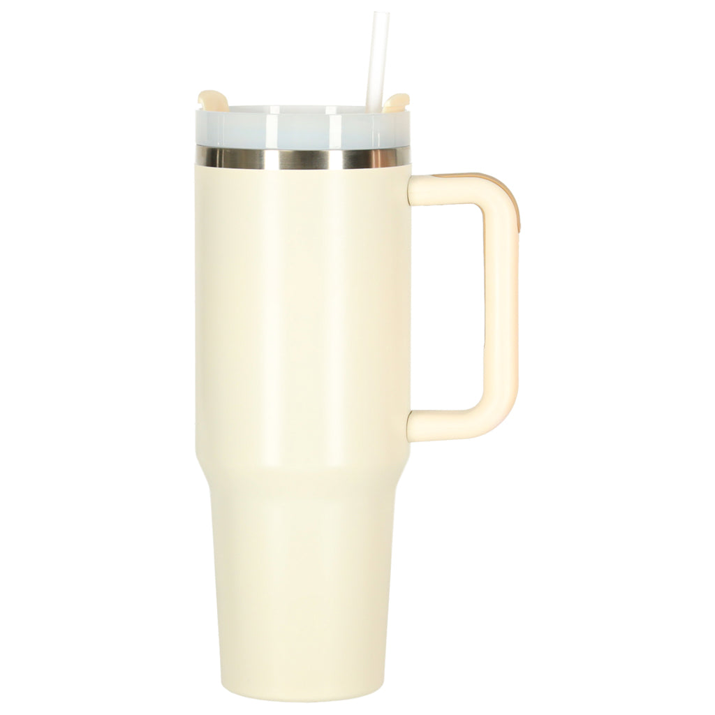 Thermal Mug With Straw And Handle Thermos 1200ml Cream