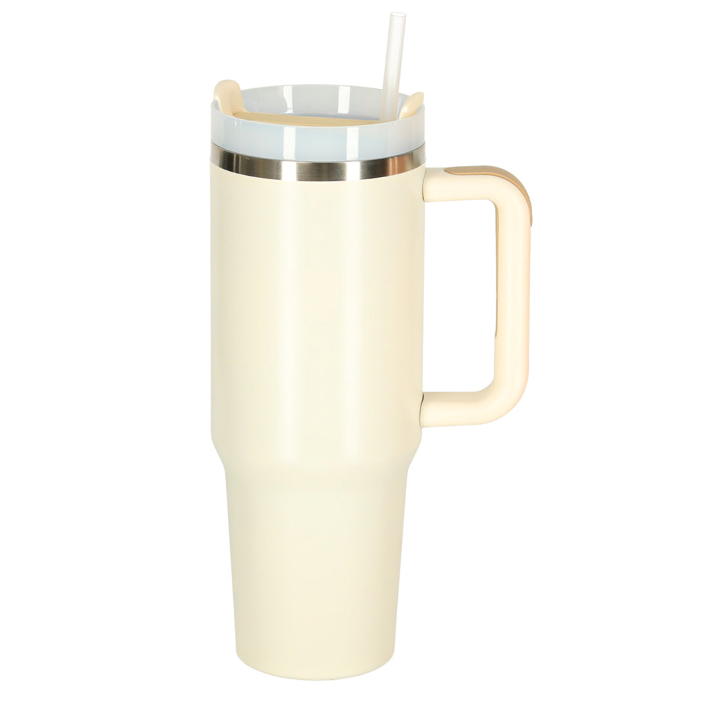 Thermal Mug With Straw And Handle Thermos 1200ml Cream