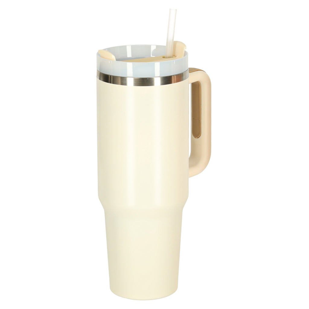 Thermal Mug With Straw And Handle Thermos 1200ml Cream