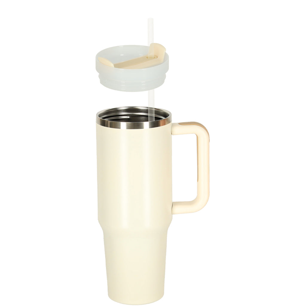 Thermal Mug With Straw And Handle Thermos 1200ml Cream