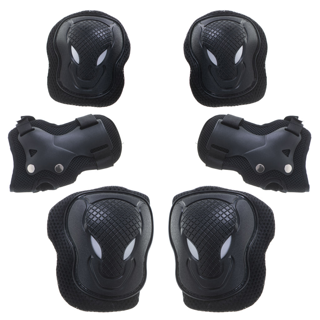 L-brno Knee Elbow Wrist Protectors Roller Bike Scooter Set Black