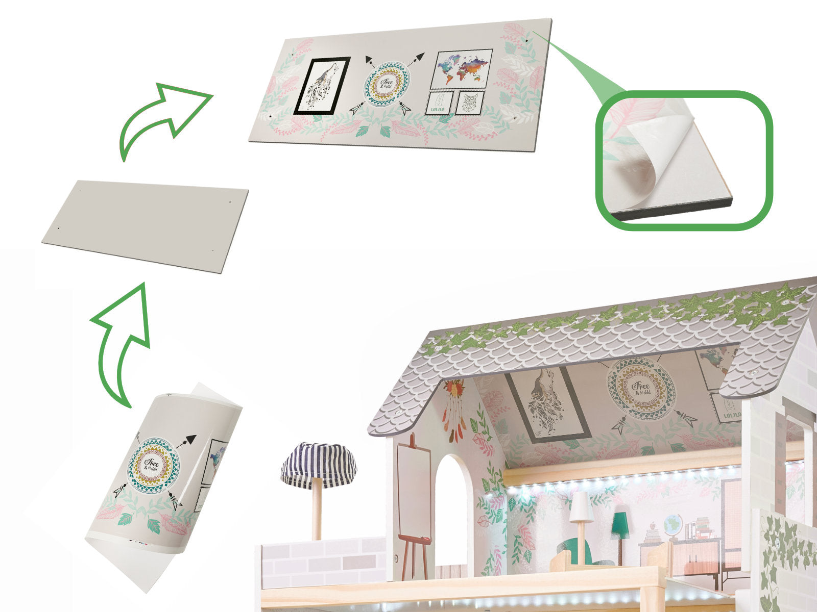 Lulilo Floro Boho Led Wooden Dollhouse