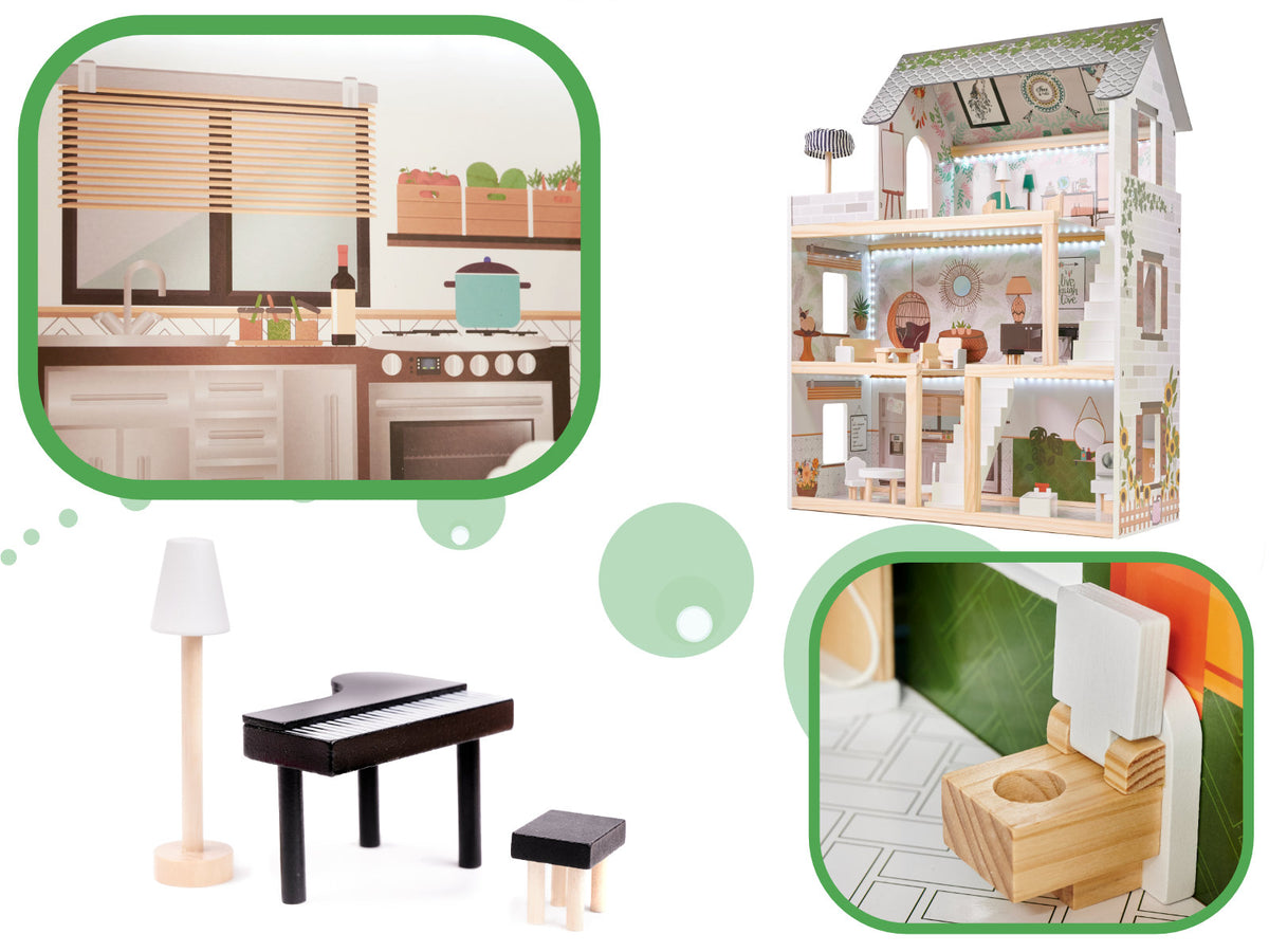 Lulilo Floro Boho Led Wooden Dollhouse