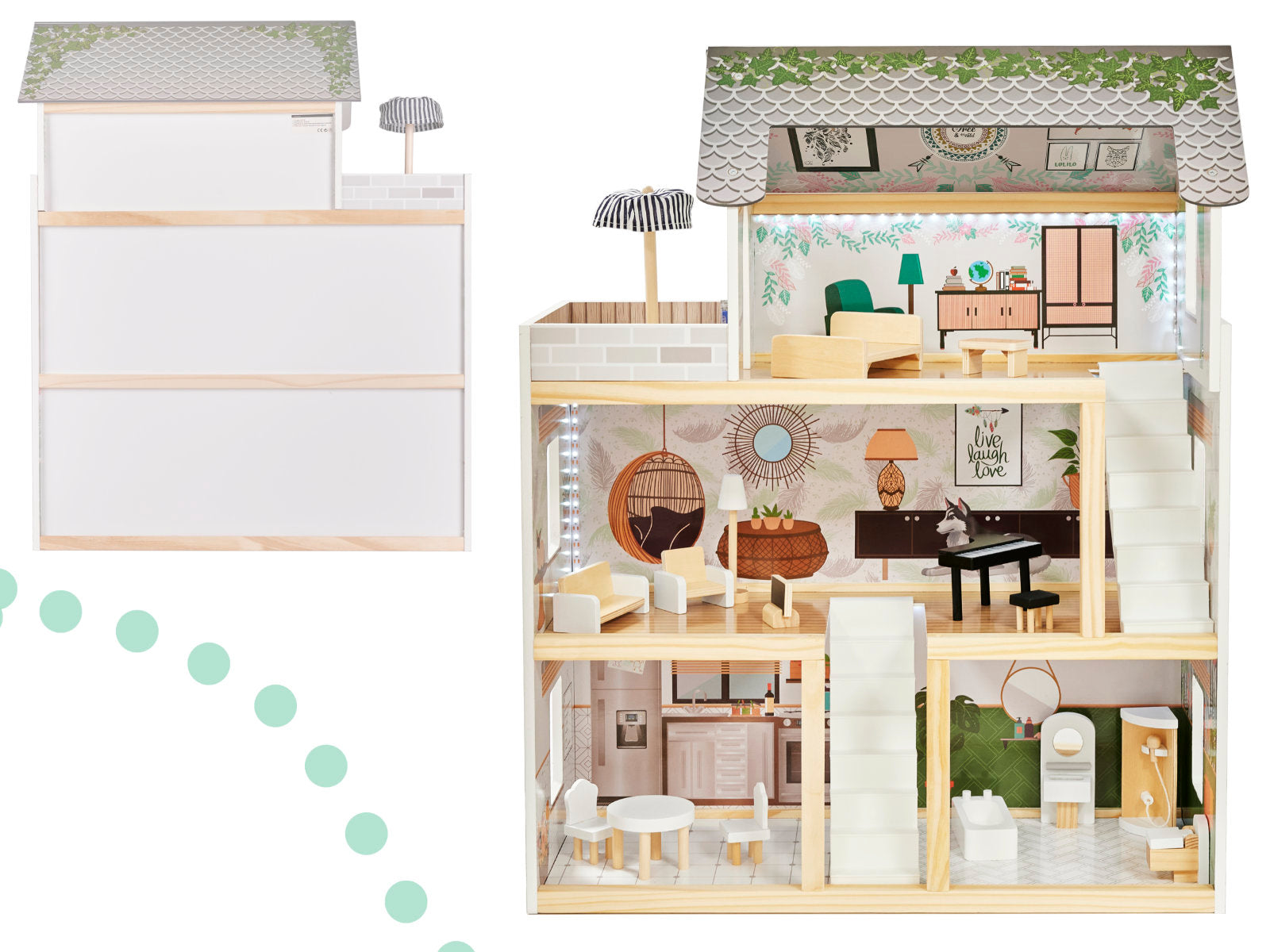 Lulilo Floro Boho Led Wooden Dollhouse