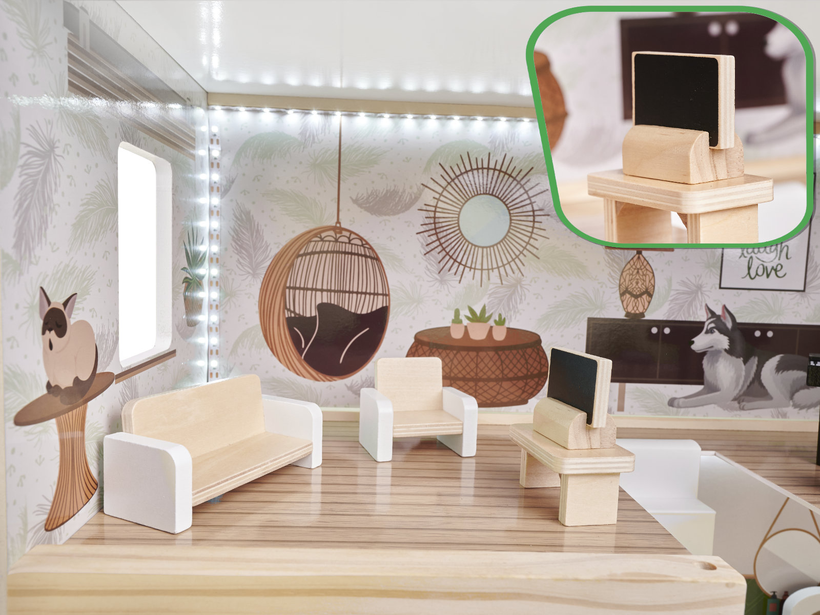 Lulilo Floro Boho Led Wooden Dollhouse