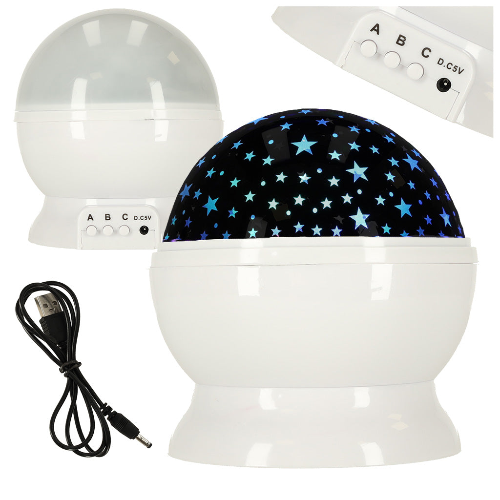 Proyector Estrellas Luz Nocturna 2 En 1 Usb Blanco