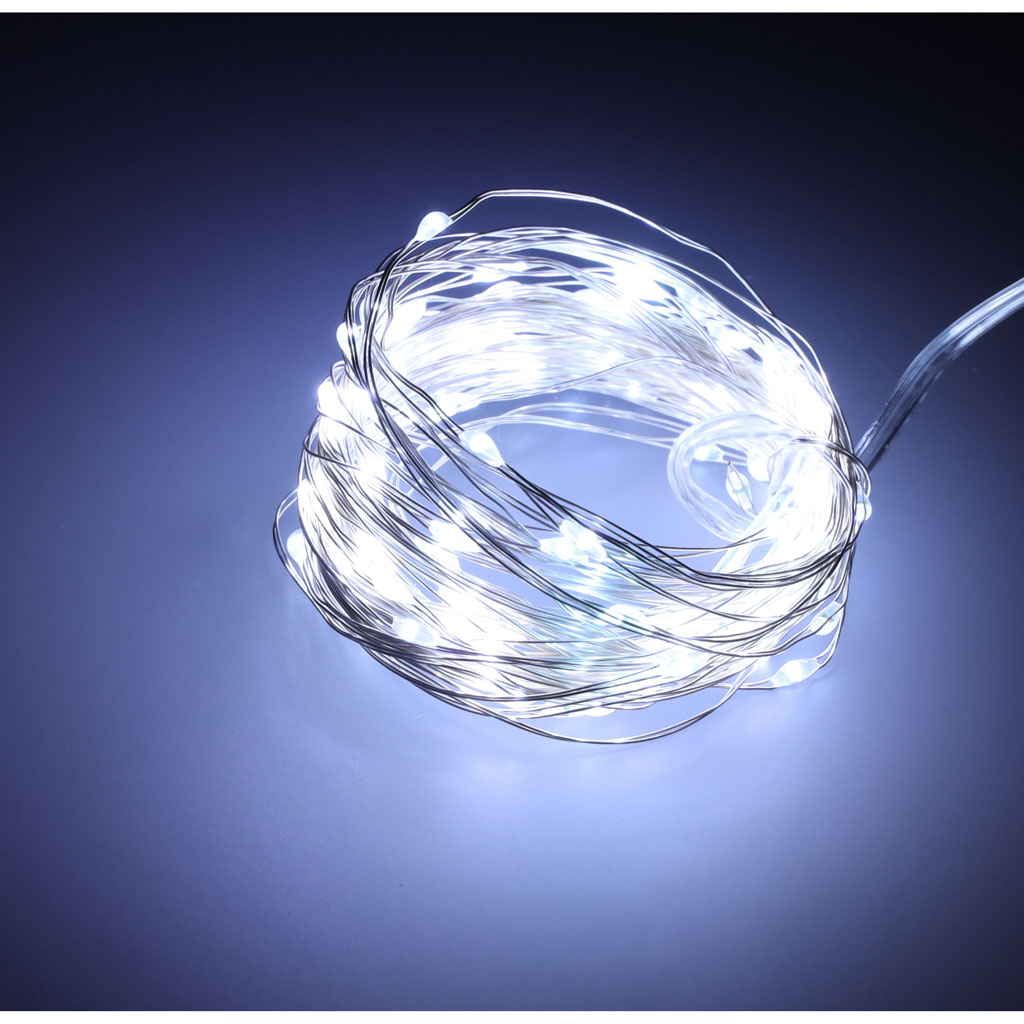 Led декоративни жични лампи 5m 50led студено бяло