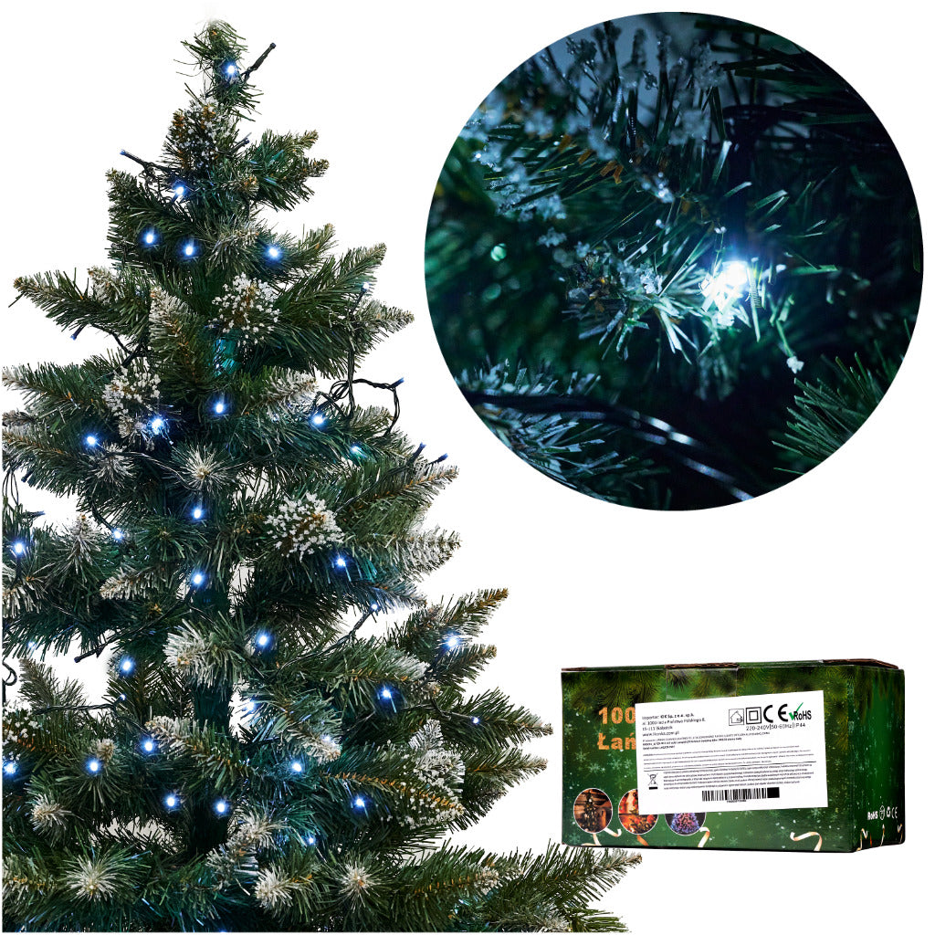 Łańcuch świetlny LED 10 m 100 diod LED, zimny biały
