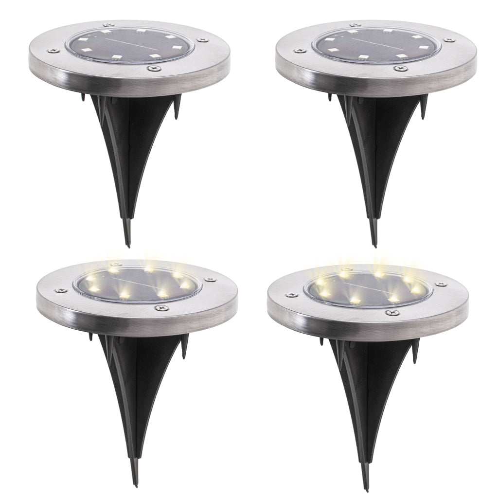 Solar Garden Ground Invasion Lights 8led 4pcs Cold White