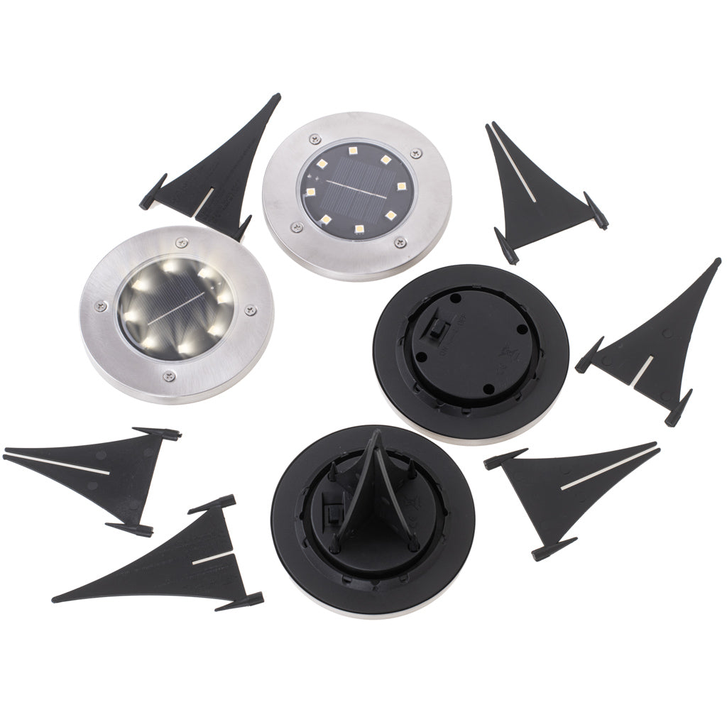 Solar Garden Ground Invasion Lights 8led 4pcs Cold White