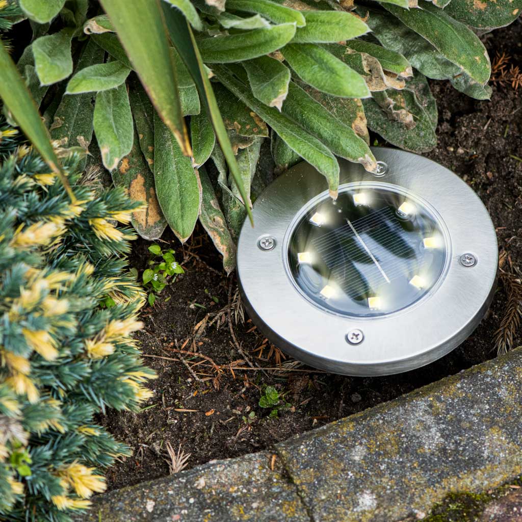 Solar Garden Ground Invasion Lights 8led 4pcs Cold White