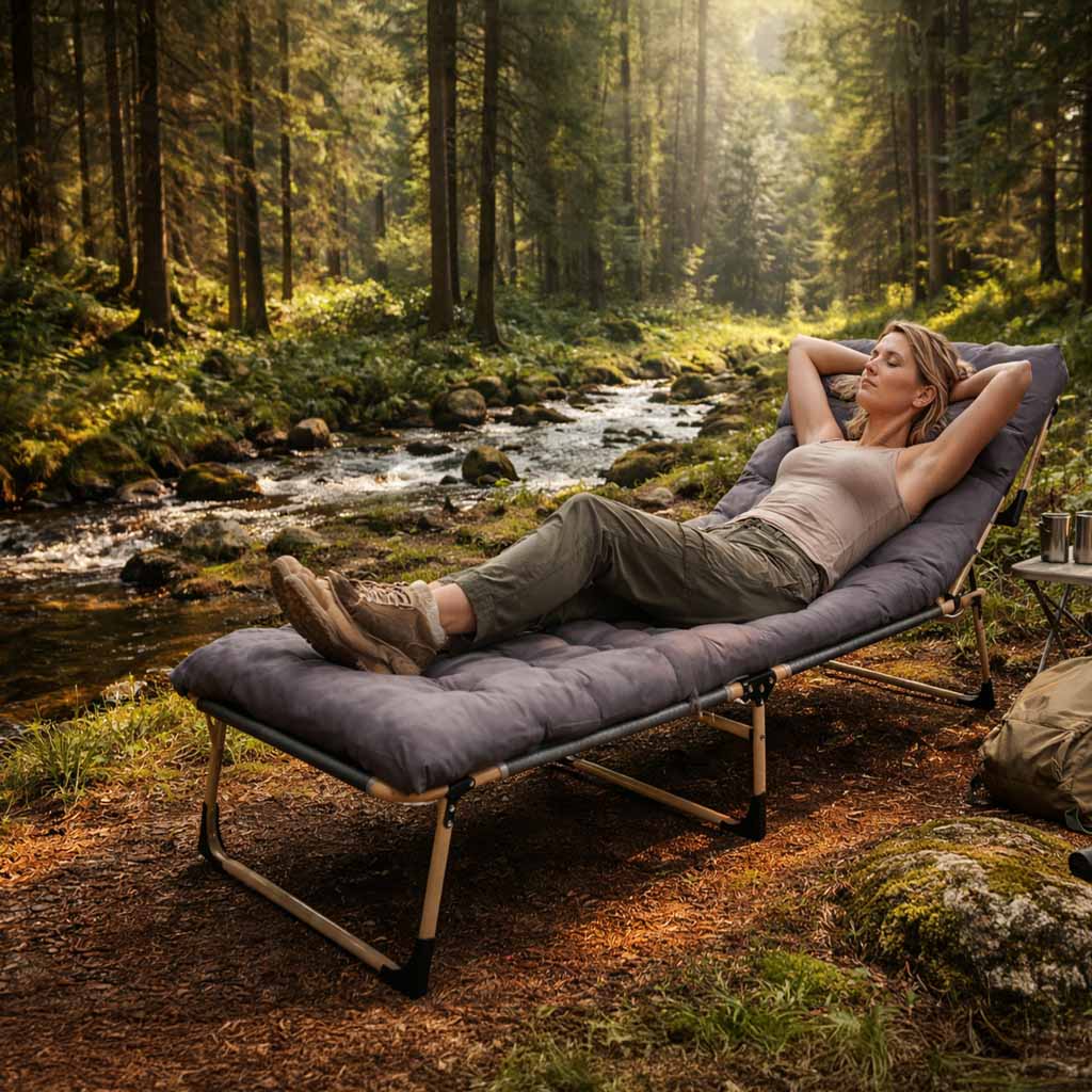 Field Folding Travel Bed 198 Dark Gray