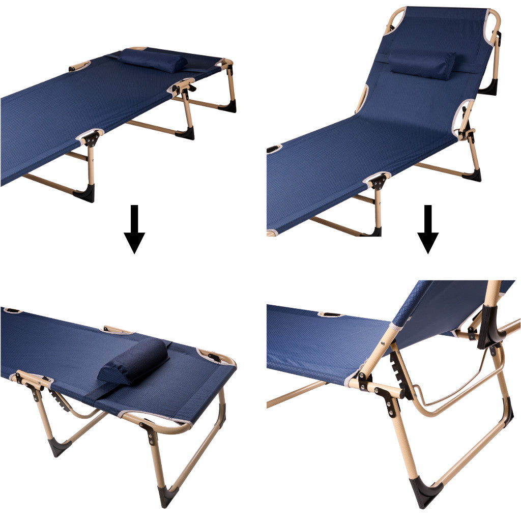 Łóżko polowe składane łóżko turystyczne Kanada granatowe